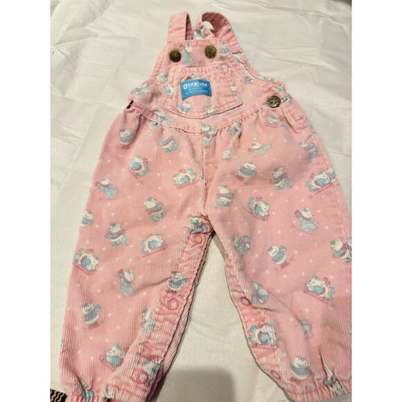 - Vintage, Vestbak Osh Kosh Corduroy Overalls 3-6 Month Pink Bears with sh… - Picture 2 of 9
